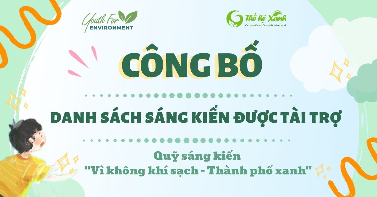 DANH SÁCH SÁNG KIẾN ĐƯỢC NHẬN TÀI TRỢ - Quỹ sáng kiến “Vì không khí sạch - Thành phố xanh”