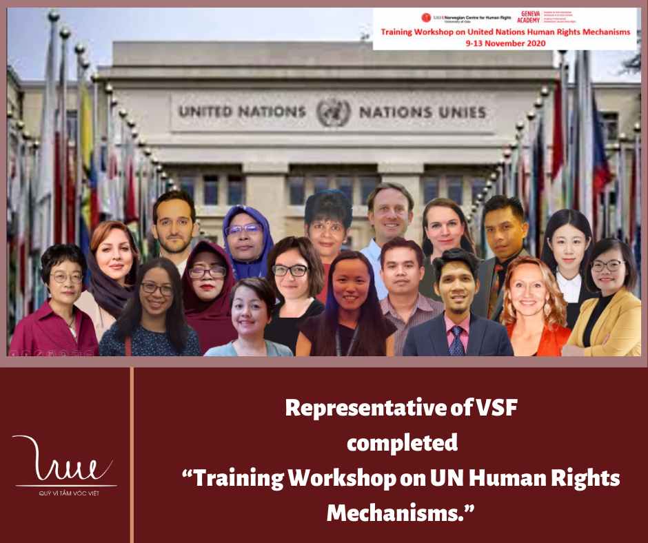 Representative of (VSF) attended the Training Workshop on United Nations Human Rights Mechanisms.