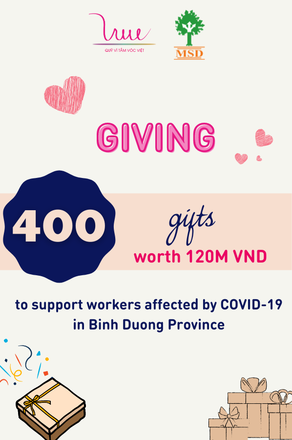 Giving 400 gifts to workers affected by COVID-19 in Binh Duong Province