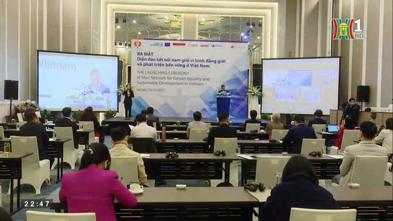 Ha Noi TV reports on the launching ceremony of Men Network for Gender Equality and Sustainable Development in Vietnam