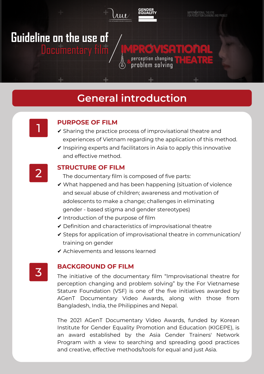 Guideline on the Use of Documentary Film "Improvisational theatre for perception changing and problem solving"