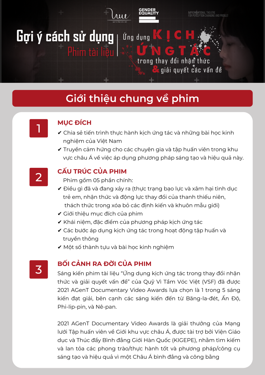 Gợi ý cách sử dụng phim tài liệu "Ứng dụng kịch ứng tác trong thay đổi nhận thức và giải quyết các vấn đề"