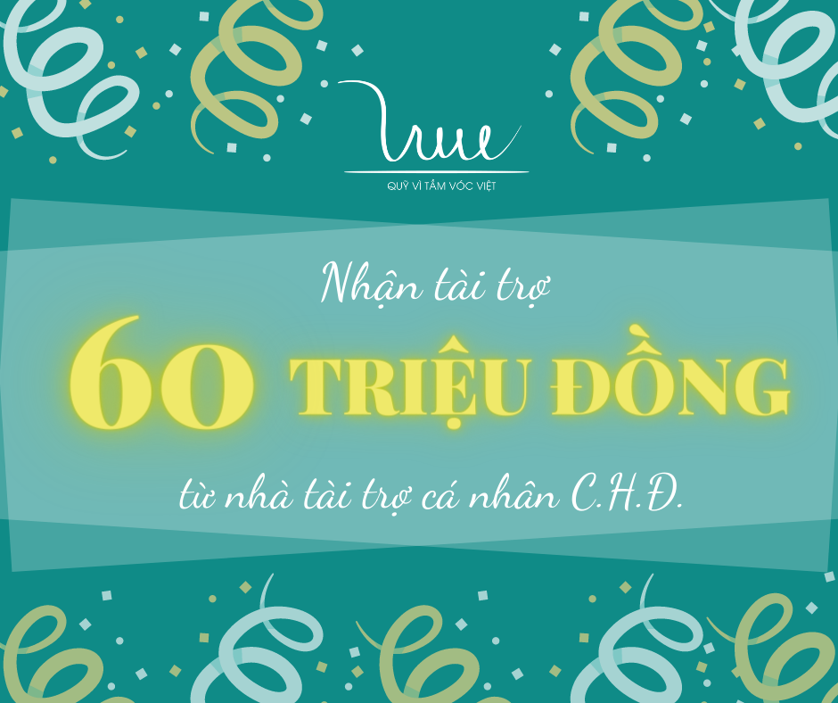 Nhận tài trợ 60 triệu đồng từ nhà tài trợ cá nhân C.H.Đ. năm 2021