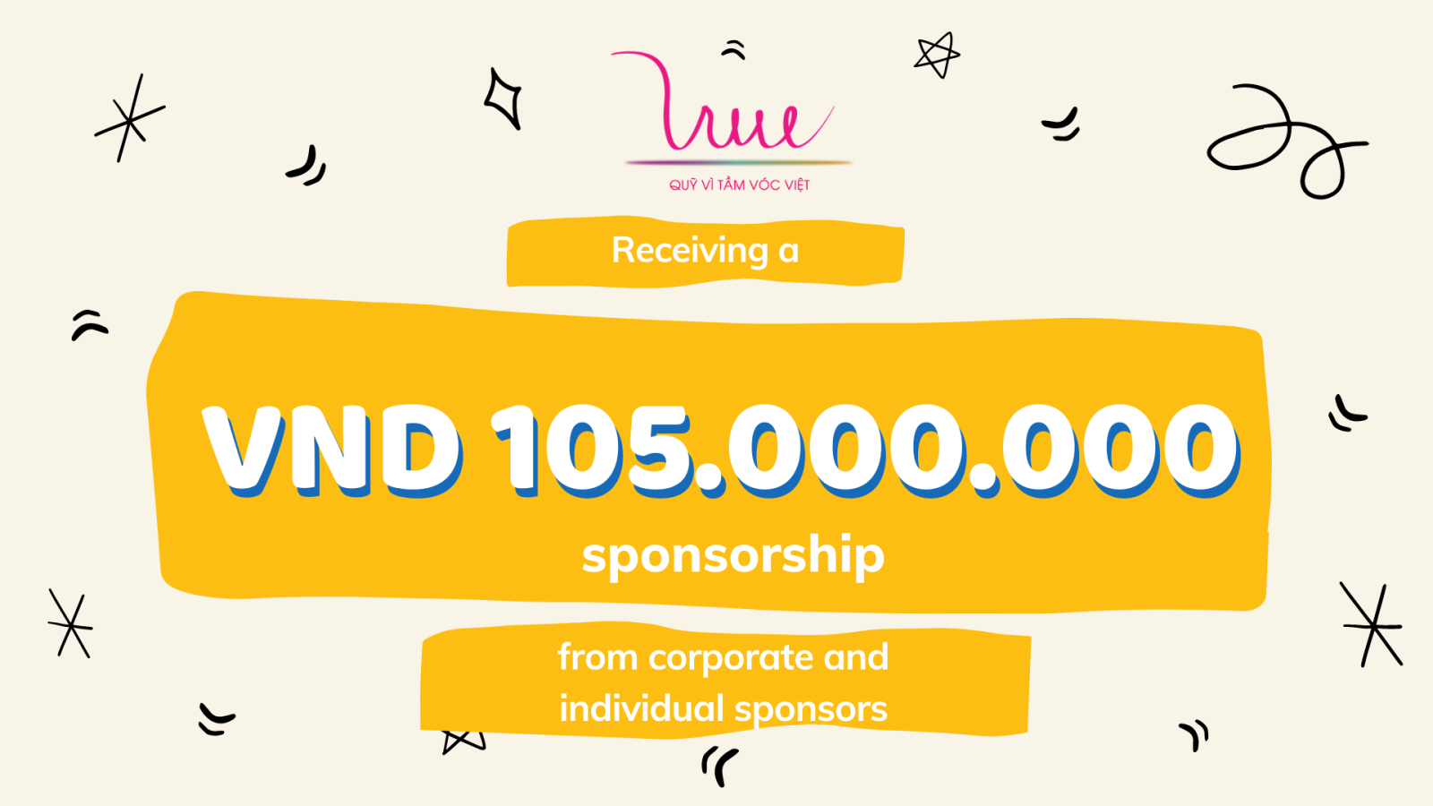 Receiving a VND105,000,000 sponsorship for activities of For Vietnamese Stature Foundation