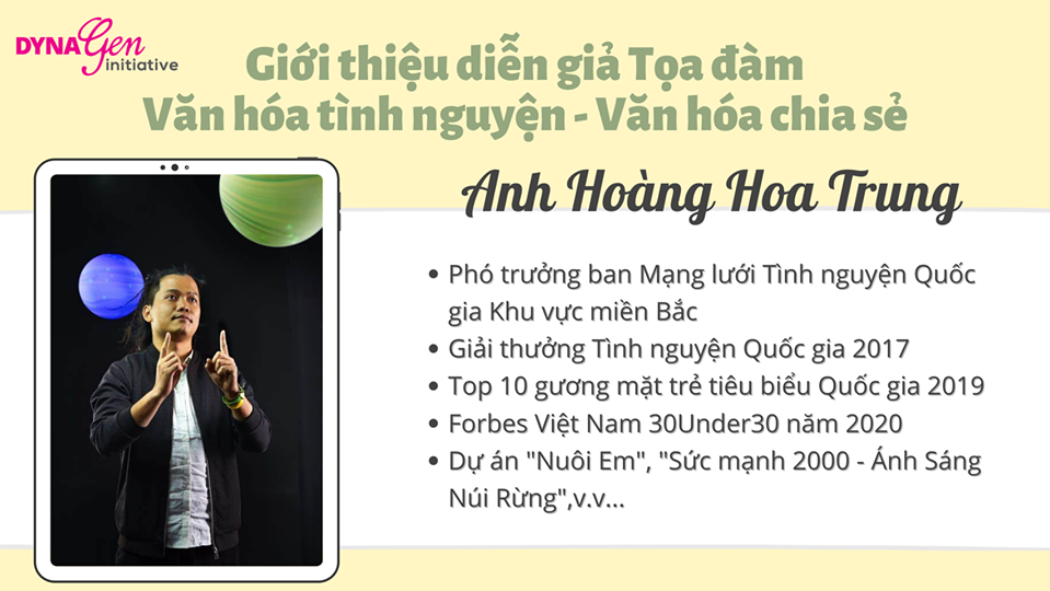 Giới thiệu diễn giả Tọa đàm “Văn hóa tình nguyện - Văn hóa chia sẻ” - anh Hoàng Hoa Trung