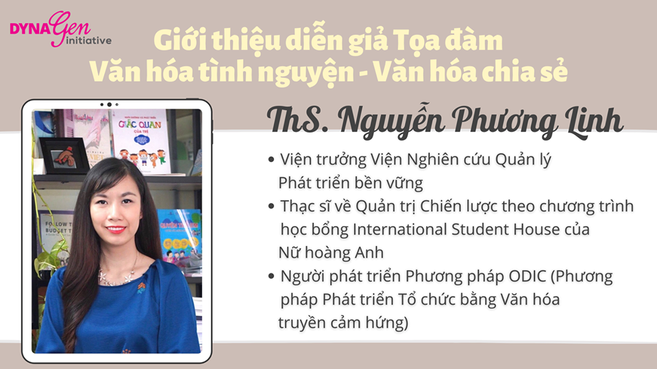 Giới thiệu diễn giả Tọa đàm “Văn hóa tình nguyện - Văn hóa chia sẻ” - ThS. Nguyễn Phương Linh