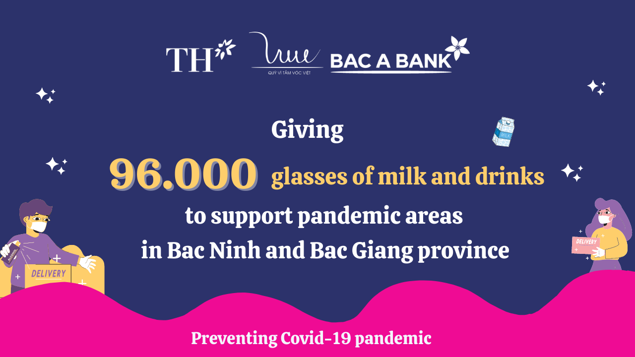 Giving 96.000 glasses of milk and drinks to support pandemic areas in Bac Ninh and Bac Giang province