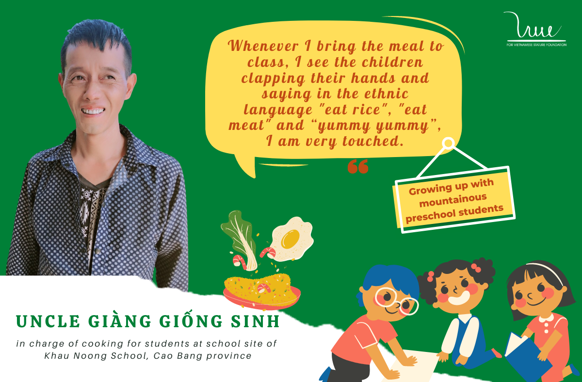 Uncle Giang Giong Sinh - the person in charge of cooking for students at school site of Khau Noong School, Cao Bang province