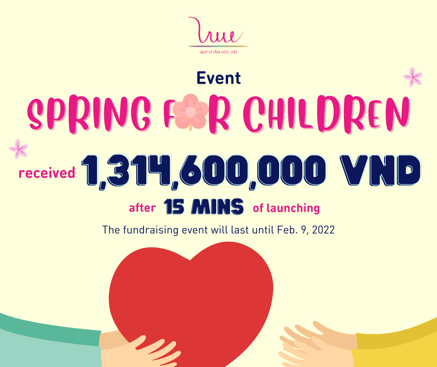 The VSF's event "Spring for children" has received more than 1.3 billion VND after 15 minutes of launching.