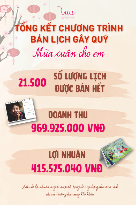 21.500 cuốn lịch “Mùa xuân cho em” đã được bán hết