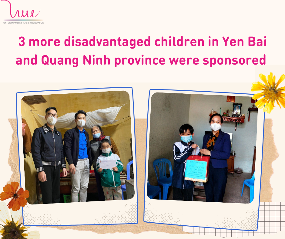 3 more disadvantaged children in Yen Bai and Quang Ninh province to be sponsored