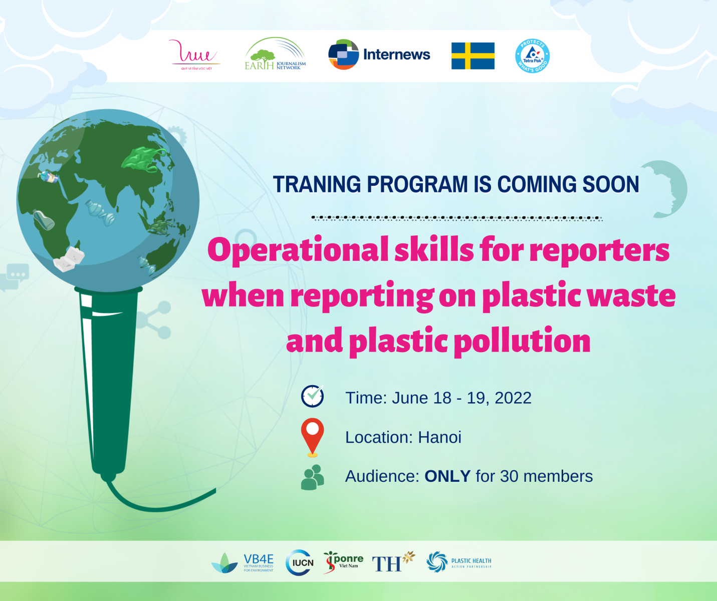 Training program "Operational skills for reporters when reporting on plastic waste and plastic pollution" is coming soon