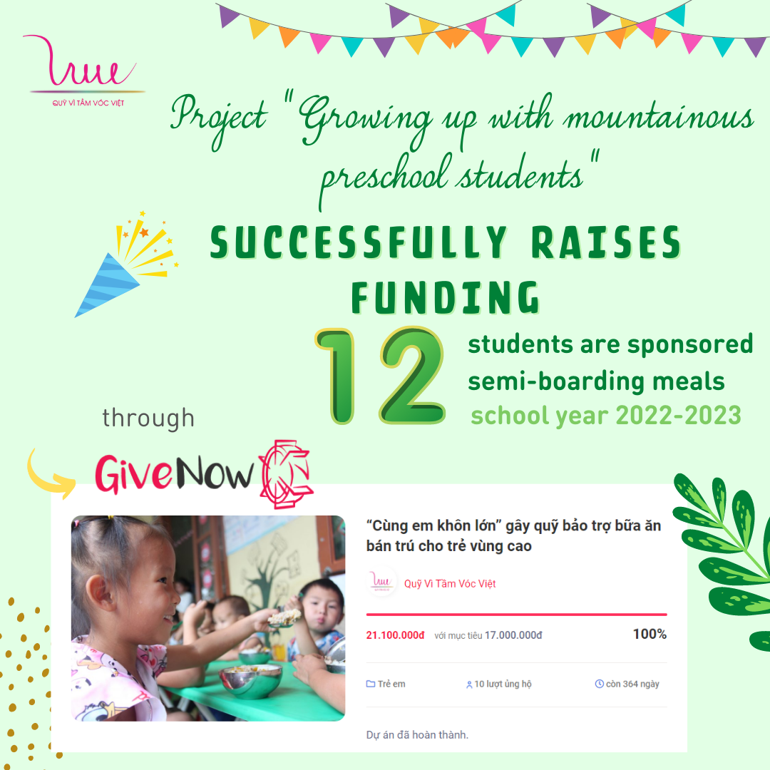 The project “Growing up with mountainous preschool students” successfully raised funds on the GiveNow Platform.