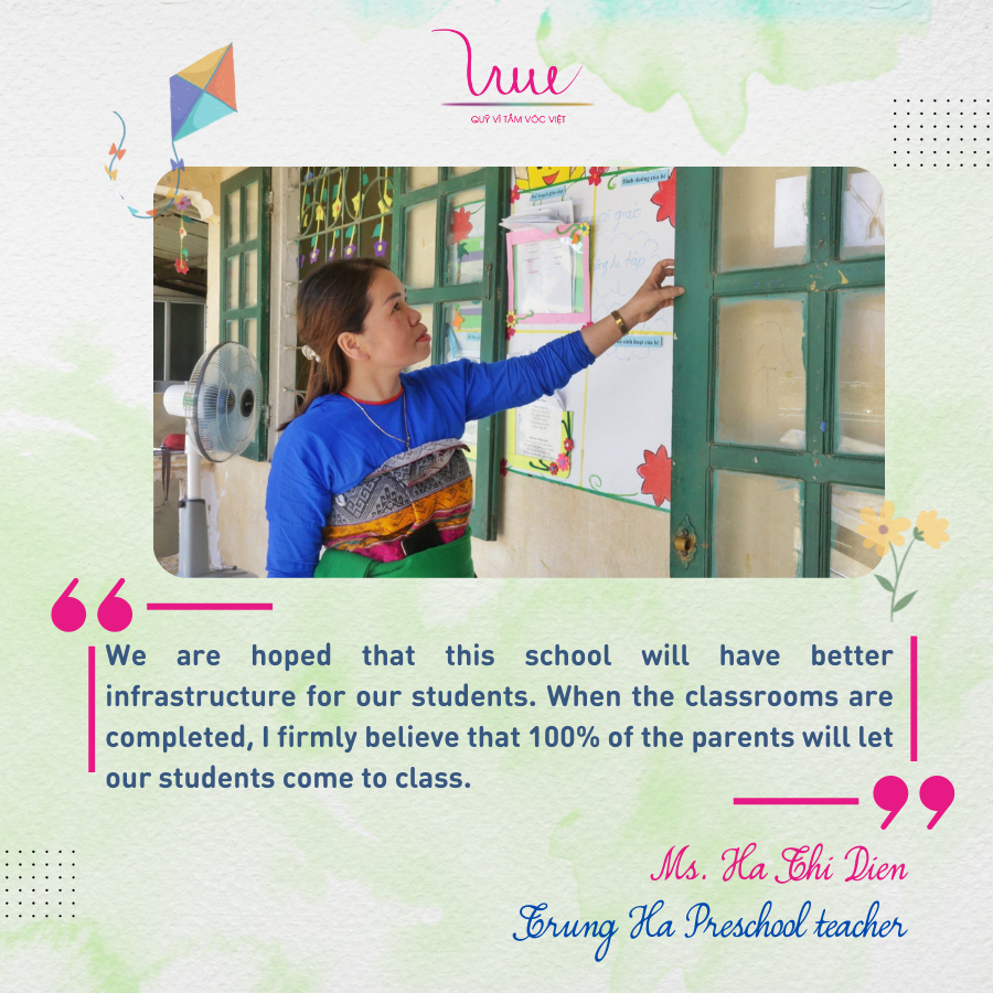 The sharing from Ms. Ha Thi Dien, Trung Ha Preschool teacher, at the groundbreaking ceremony of the Khu Lang teaching location