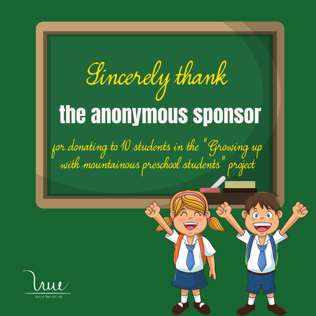 Sincerely thank the anonymous sponsor for donating to 10 students in the "Growing up with mountainous preschool students" project