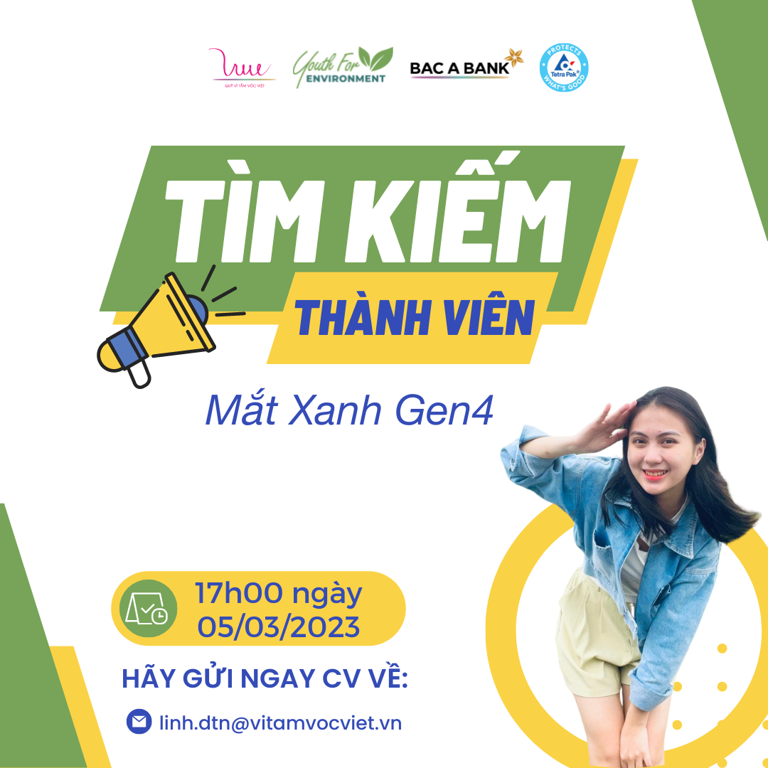 Quỹ Vì Tầm Vóc Việt tuyển Thành viên Dự án “Thanh niên vì môi trường - Youth For Environment”