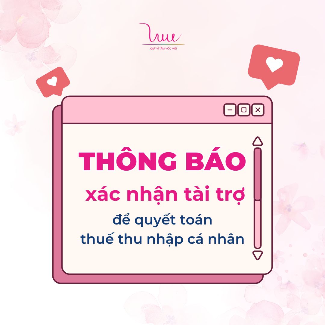 Thông báo của Quỹ Vì Tầm Vóc Việt về xác nhận tài trợ để quyết toán thuế thu nhập cá nhân