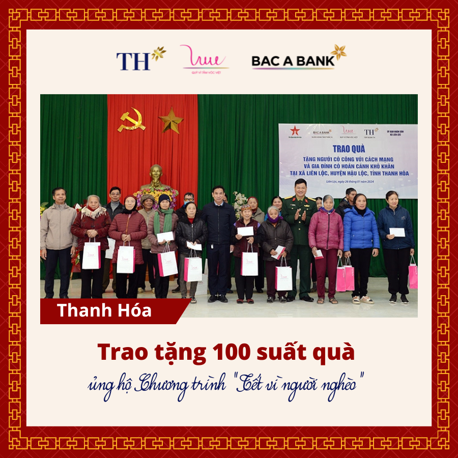 Trao 100 suất quà tặng người có công với cách mạng và gia đình có hoàn cảnh khó khăn tại Thanh Hóa