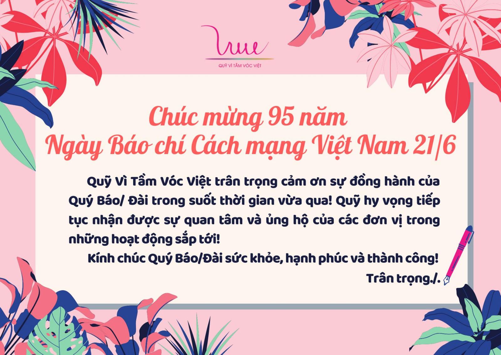 Chúc mừng 95 năm Ngày Báo chí Cách mạng Việt Nam