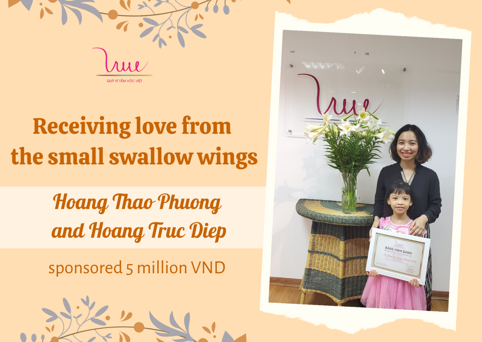 Receiving love from the small swallow wings