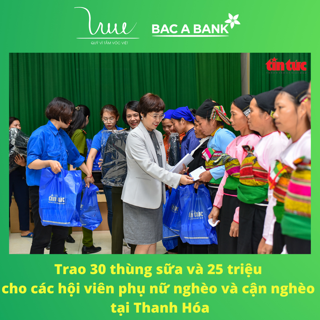 Trao 30 thùng sữa và 25 triệu cho các hội viên phụ nữ nghèo và cận nghèo trong chương trình "Đồng hành cùng vùng khó" tại Thanh Hóa