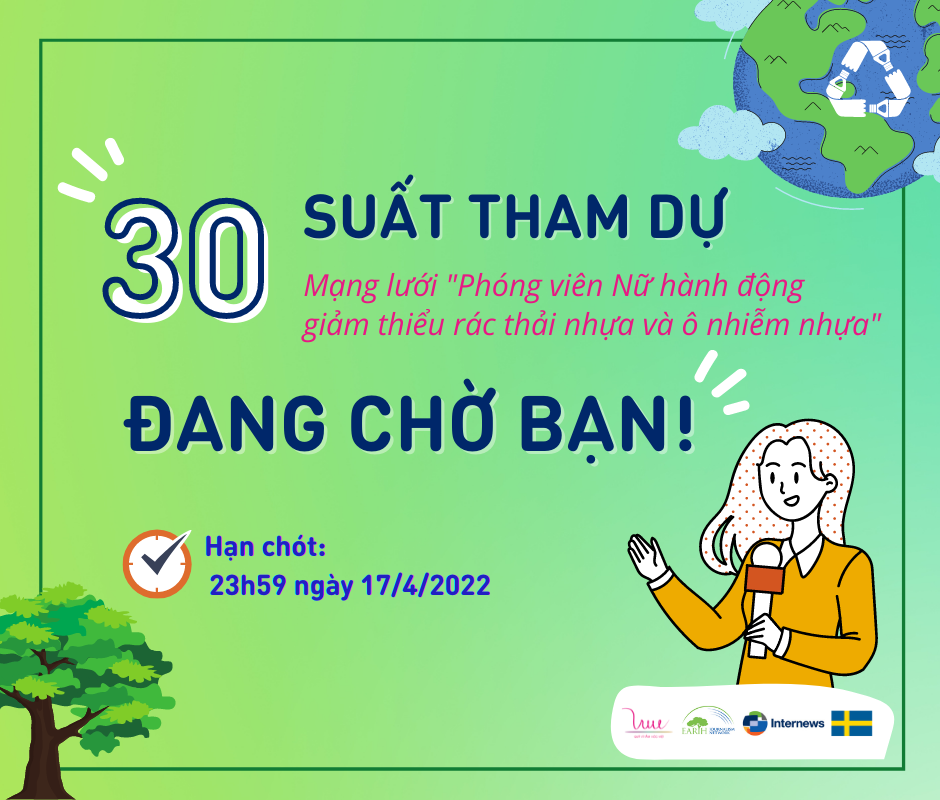 Quỹ Vì Tầm Vóc Việt mời tham gia Mạng lưới “Phóng viên nữ hành động giảm thiểu rác thải nhựa và ô nhiễm nhựa”