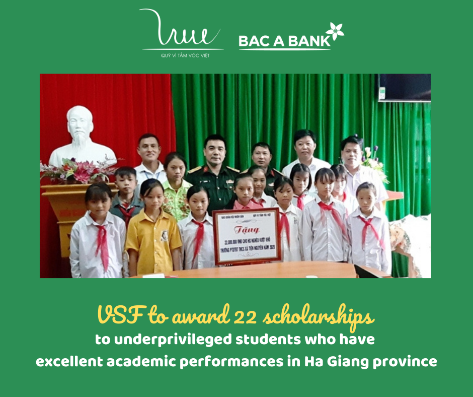 VSF to award 22 scholarships to underprivileged students who have excellent academic performances in Ha Giang province