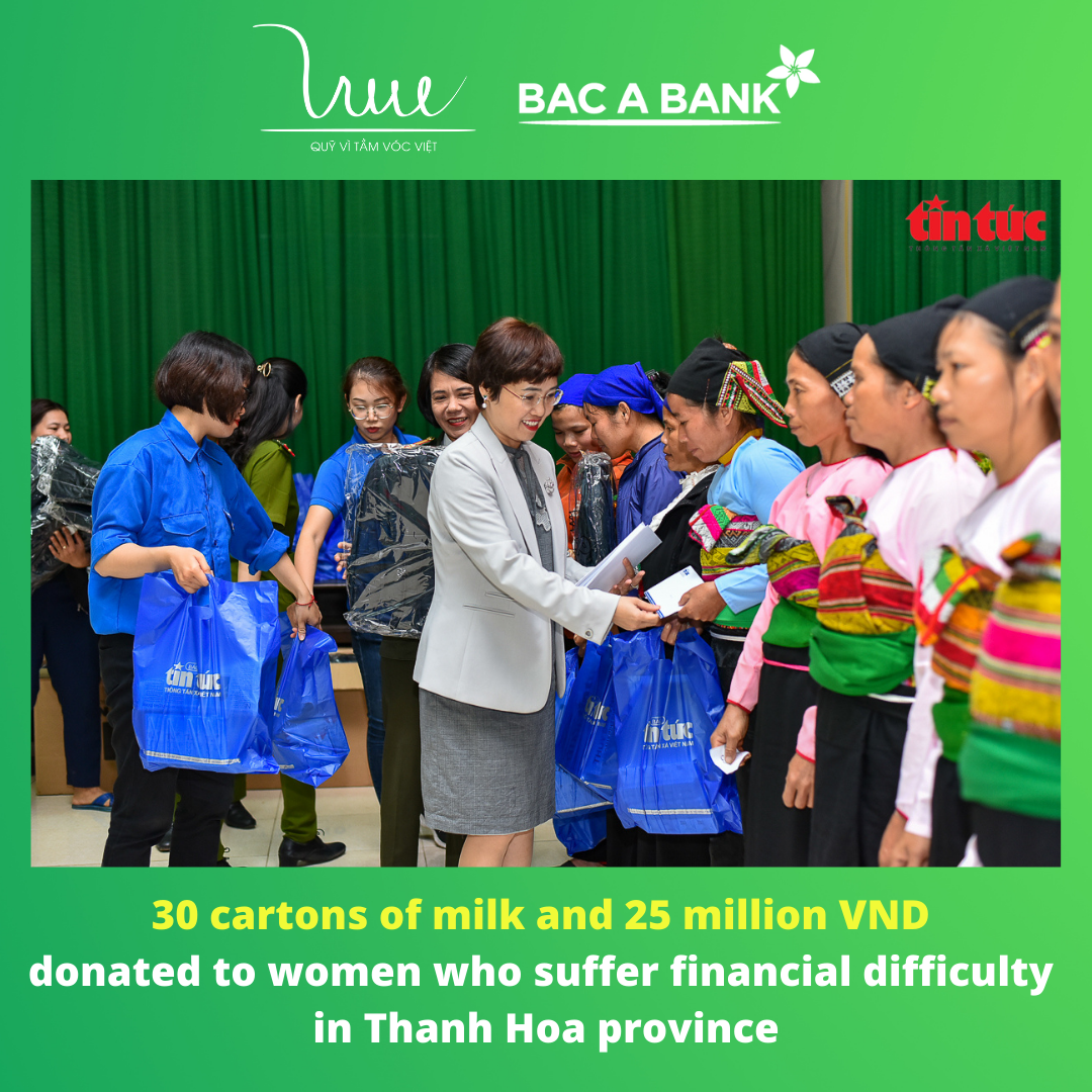 VSF to donate 30 cartons of milk and 25 million VND to women who suffer from financial difficulty in Thanh Hoa as part of the program 'Accompanying underprivileged areas'