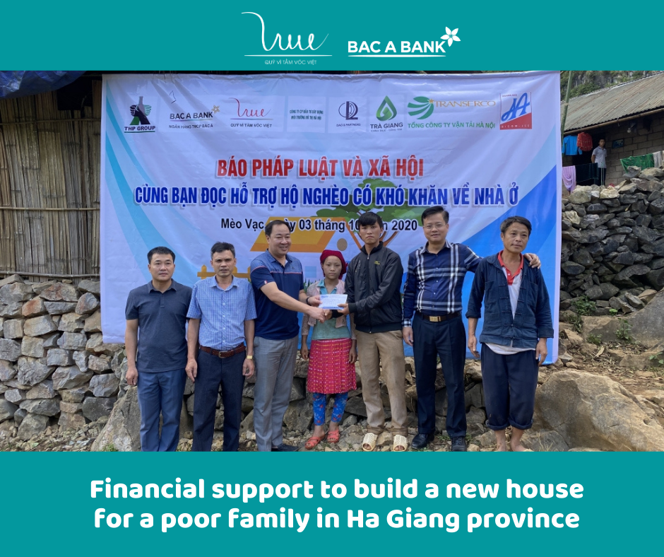 Financial support to build a new house for a poor family in Ha Giang province