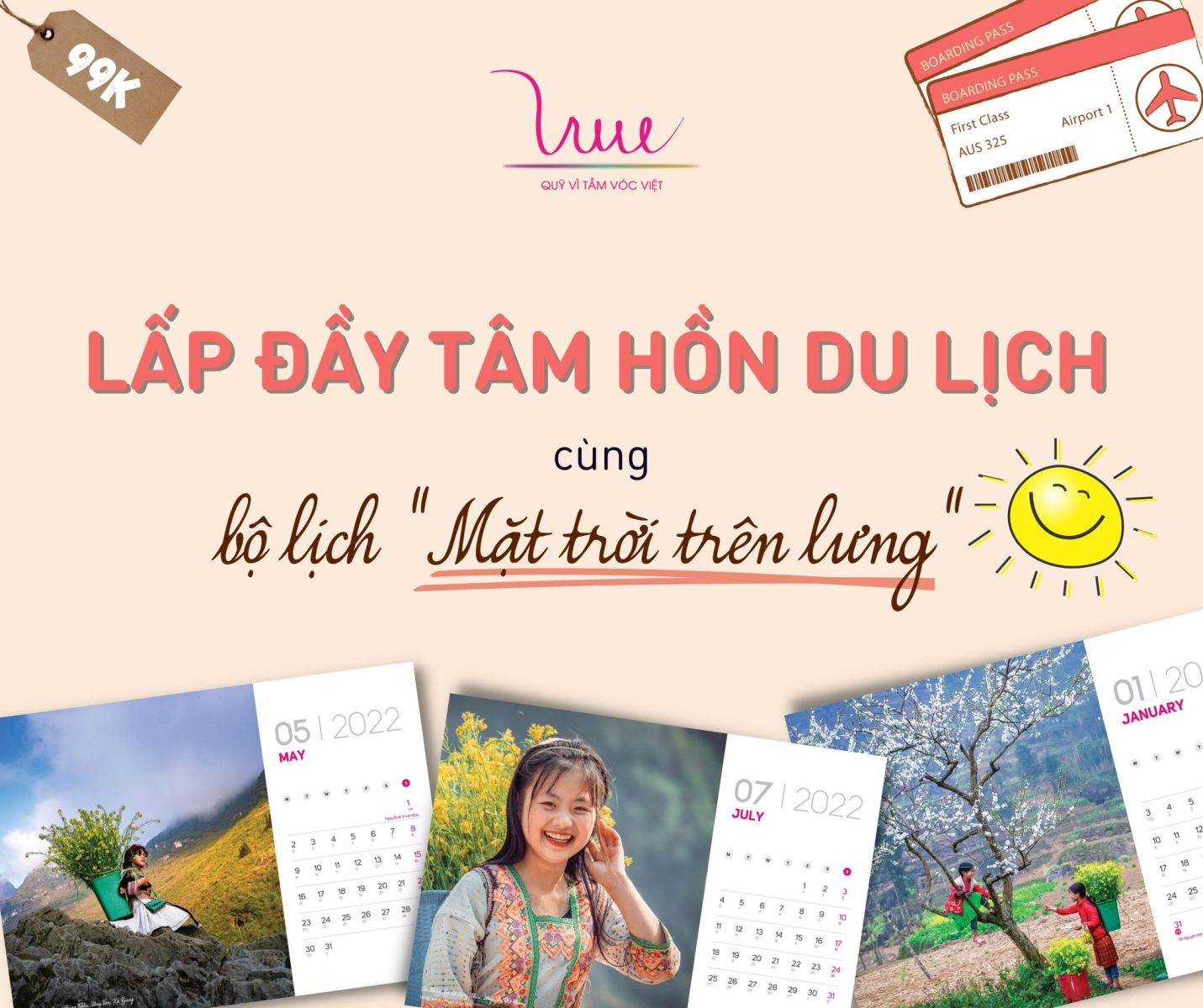 Lấp đầy tâm hồn du lịch cùng bộ lịch "Mặt trời trên lưng"